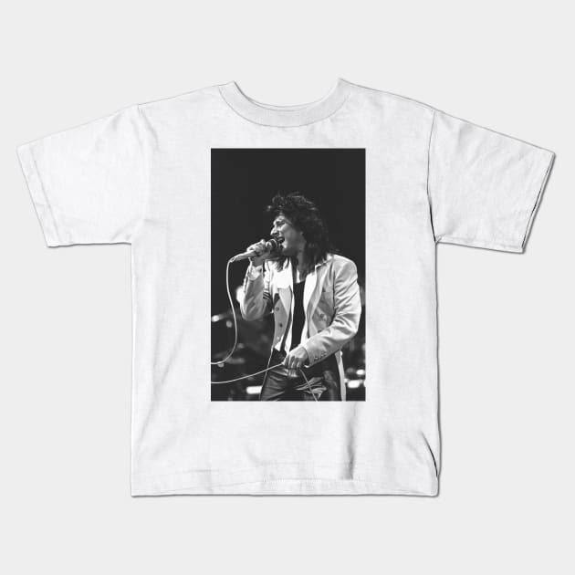 Steve Perry BW Photograph Kids T-Shirt by Concert Photos